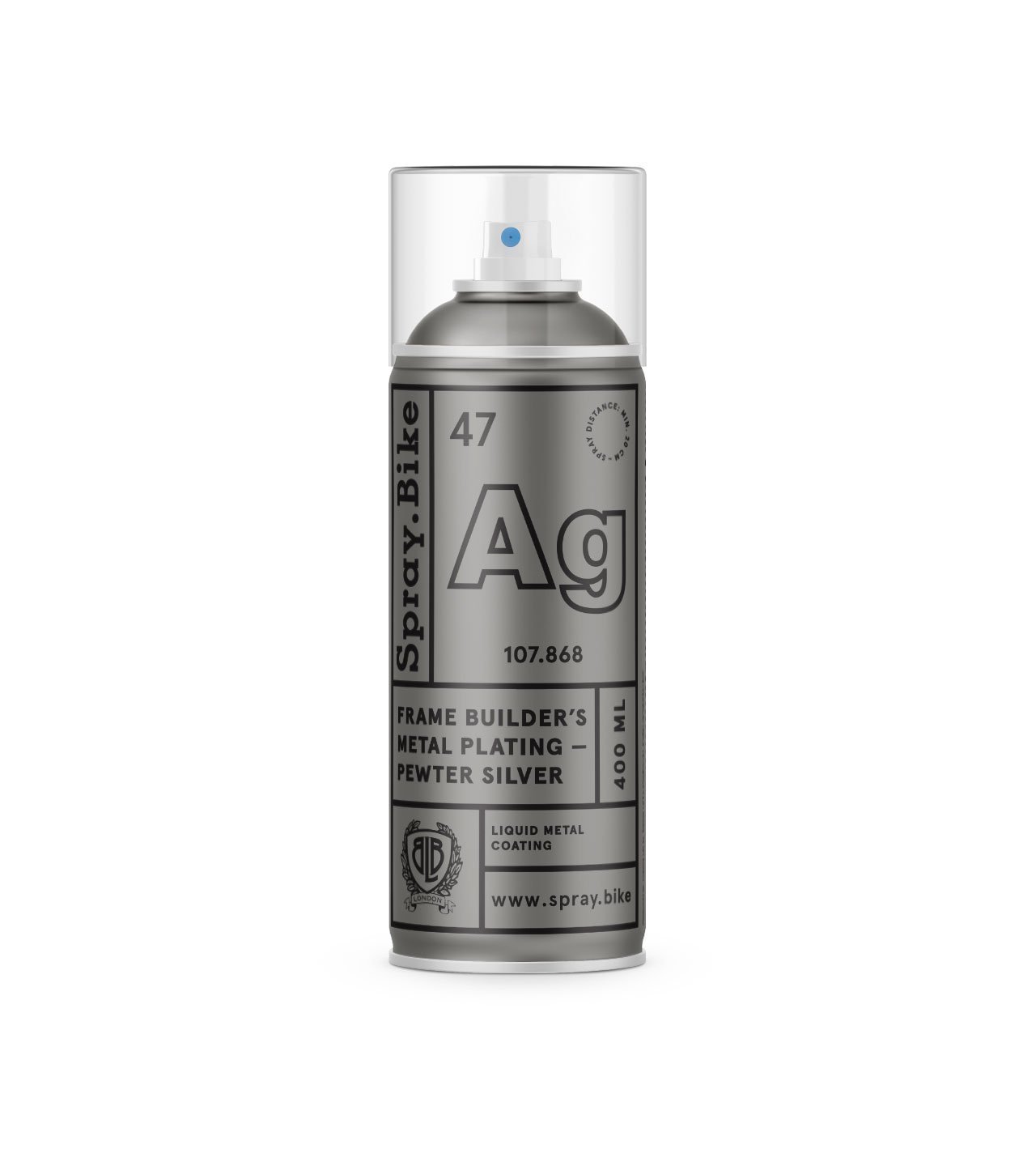 SPRAY.BIKE Aerosoolvärv, hõbedane FRAME & BUILDER'S METAL PLATING - PEWTER SILVER 400ml